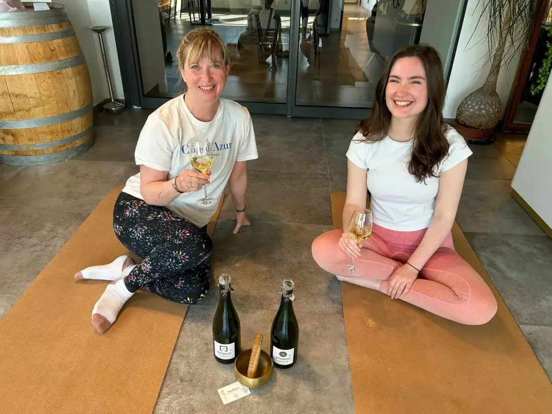 Yoga session among the Champagne vines